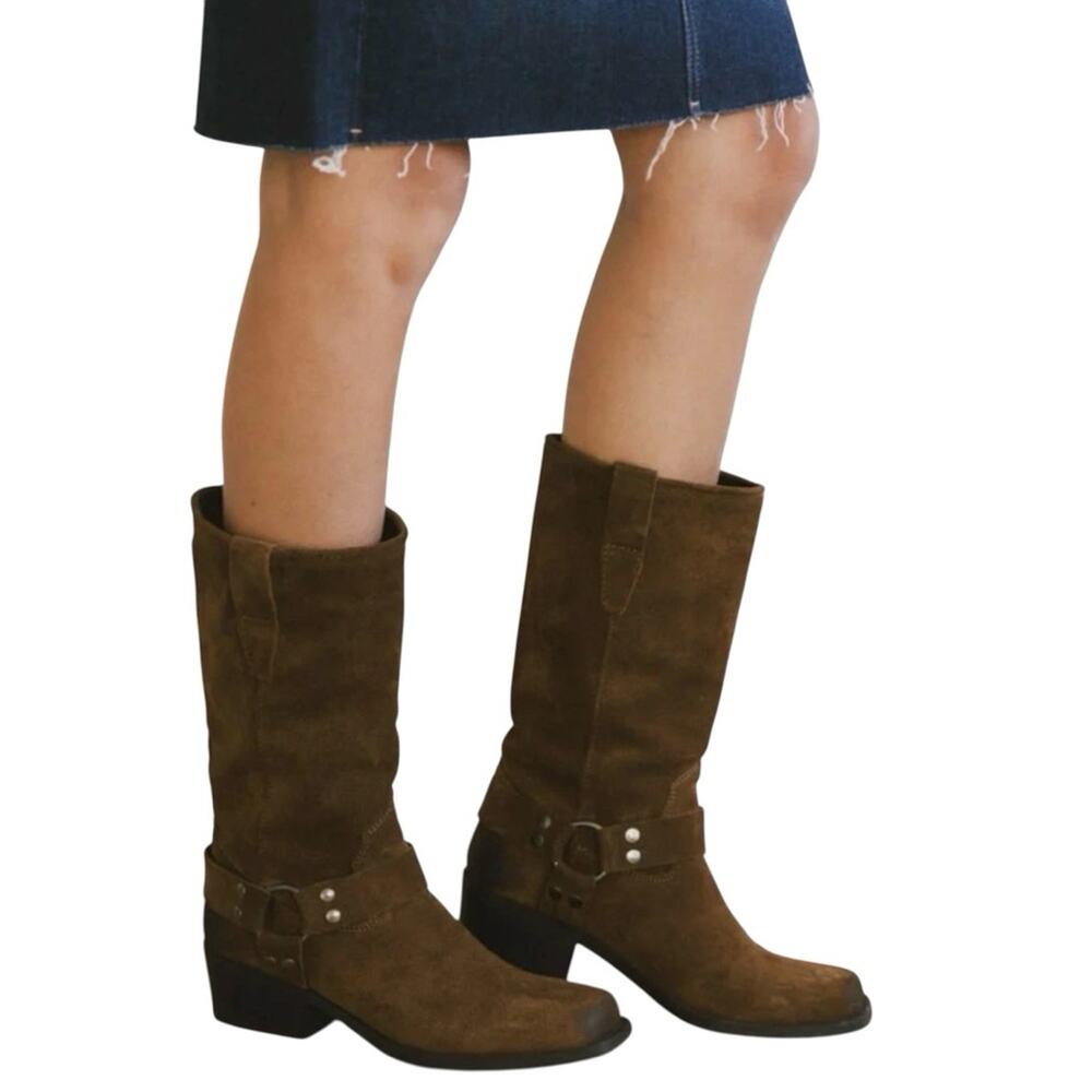 STEVE MADDEN Ruskin Boots in Tan Suede Western Festival Cowgirl Women’s Sz 8.5